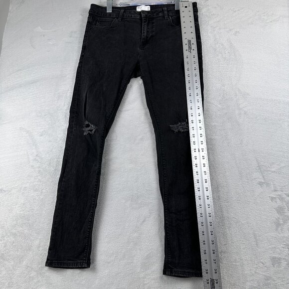 Asos Design Super Skinny Jeans Womens Size W34X30L Distressed Mid Rise Black - Picture 10 of 11